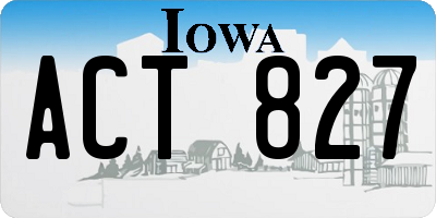 IA license plate ACT827