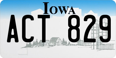 IA license plate ACT829
