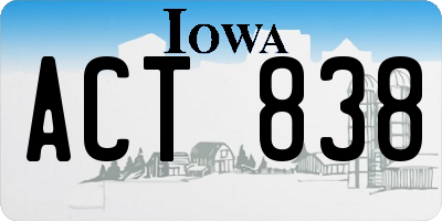 IA license plate ACT838