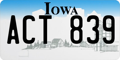 IA license plate ACT839