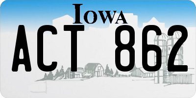 IA license plate ACT862