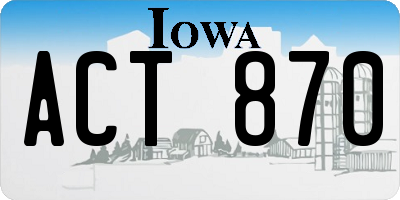 IA license plate ACT870