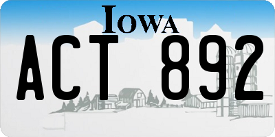 IA license plate ACT892