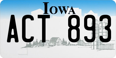 IA license plate ACT893