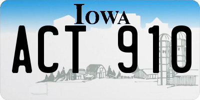 IA license plate ACT910