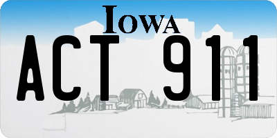 IA license plate ACT911