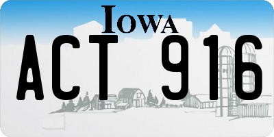 IA license plate ACT916