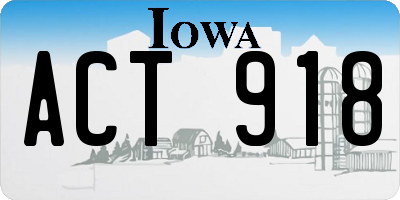 IA license plate ACT918
