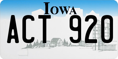 IA license plate ACT920