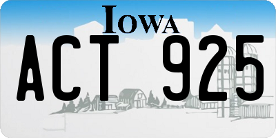 IA license plate ACT925