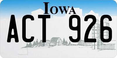 IA license plate ACT926
