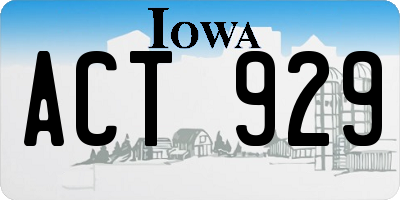 IA license plate ACT929