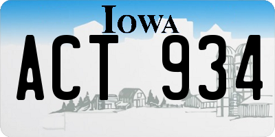 IA license plate ACT934