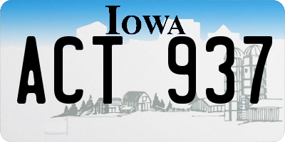 IA license plate ACT937
