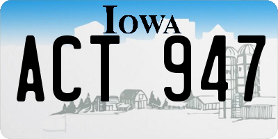 IA license plate ACT947
