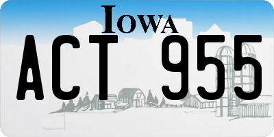 IA license plate ACT955