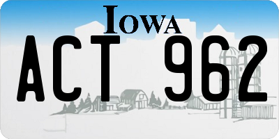 IA license plate ACT962