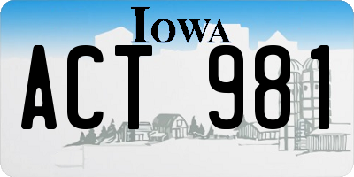 IA license plate ACT981