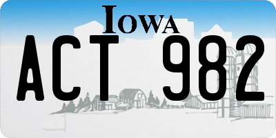 IA license plate ACT982