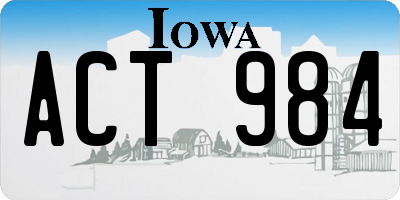 IA license plate ACT984