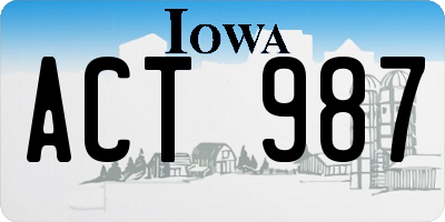 IA license plate ACT987