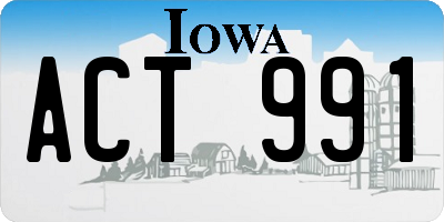 IA license plate ACT991