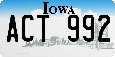 IA license plate ACT992