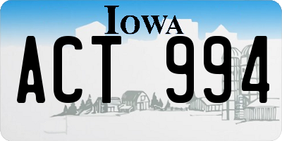 IA license plate ACT994