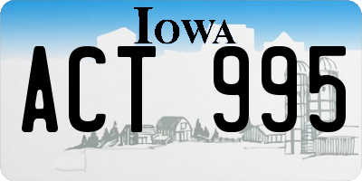 IA license plate ACT995