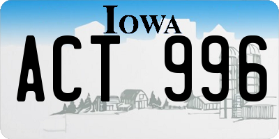 IA license plate ACT996