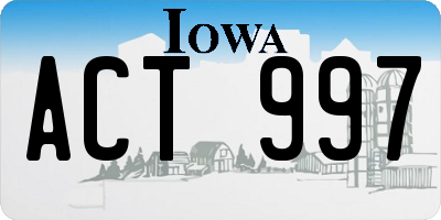 IA license plate ACT997