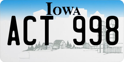 IA license plate ACT998