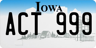 IA license plate ACT999