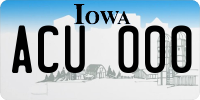 IA license plate ACU000