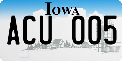 IA license plate ACU005