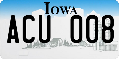 IA license plate ACU008