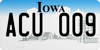 IA license plate ACU009
