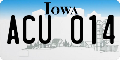 IA license plate ACU014