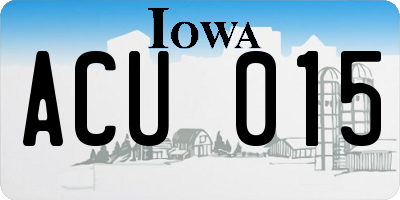 IA license plate ACU015