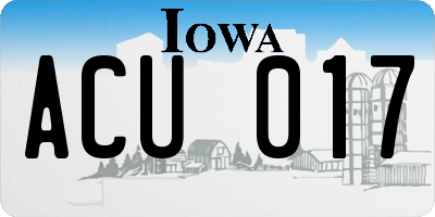 IA license plate ACU017