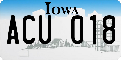 IA license plate ACU018