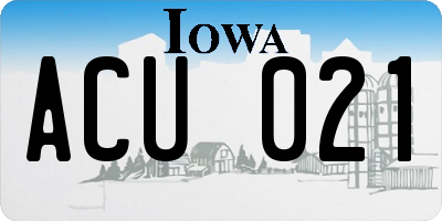 IA license plate ACU021