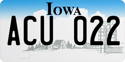 IA license plate ACU022