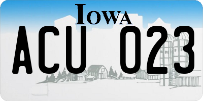 IA license plate ACU023