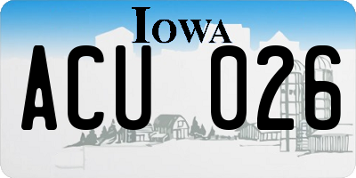 IA license plate ACU026