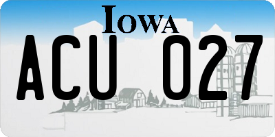 IA license plate ACU027