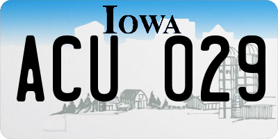 IA license plate ACU029
