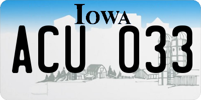 IA license plate ACU033