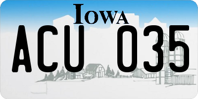 IA license plate ACU035