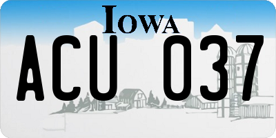 IA license plate ACU037